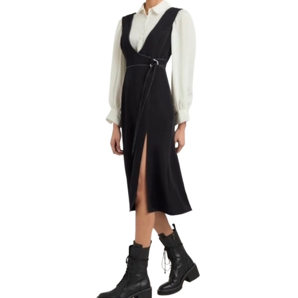 Cinq a Sept Women's Black Ambre Combo Crepe Shirt Dress Size 6 NWOT
